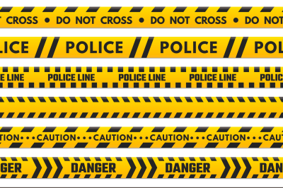 Police black and yellow line do not cross. Barricade boundary isolated