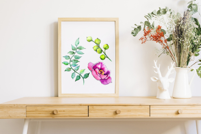 Wonderful tropical plant PNG watercolor set