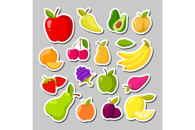 Set of cute fruits in the form of a stickers