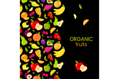 Vector fruits frame isolated on black background