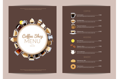 Vector coffee shop vertical menu template