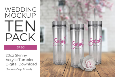 Download Skinny Acrylic Tumbler JPEG Mockup 10 Pack - Wedding PSD ...