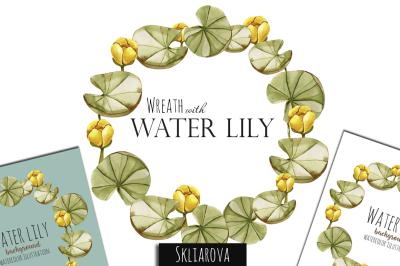 Watercolor Water Lily Wreath