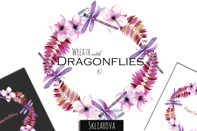 Wreath with dragonflies #2