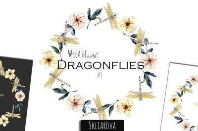 Wreath with dragonflies #1