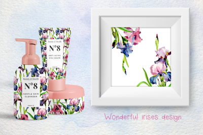 Tender Irises PNG watercolor set