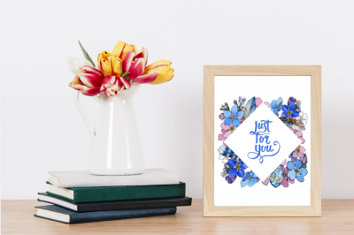 Forget-me-nots flowers PNG watercolor set