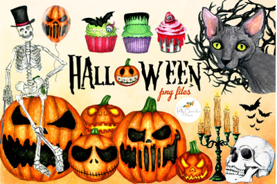 Watercolor Halloween Clipart | Pumpkin Clipart
