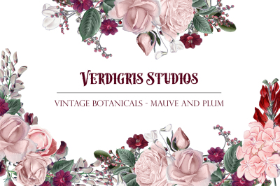 Vintage Florals - Mauve and Plum