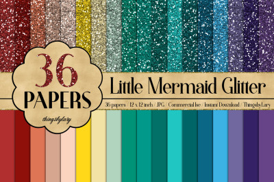 36 Glitter and Solid Color Princess Green, Red and Purple