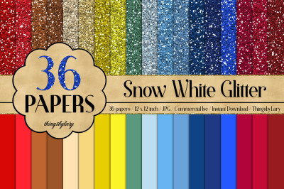 36 Glitter and Solid Color Princess Red, Blue and Yellow