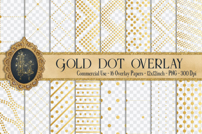 16 Seamless Gold Minimalist Dot Overlay Transparent Papers
