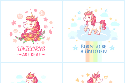 Fairy unicorn poster. Sweet rainbow magic unicorns from happy dreams p