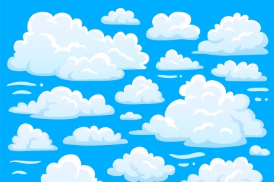 White cloud symbol for cloudscape background. Cartoon clouds symbols s