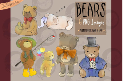 Assorted Bears | 6 PNG clip art illustrations