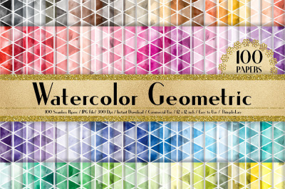 100 Seamless Watercolor Geometric Pattern Digital Papers