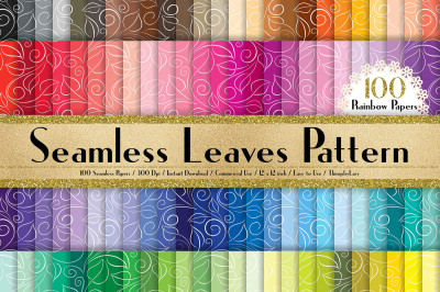 100 Seamless Leaves Pattern Digital Papers