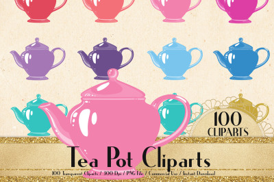 100 Tea Pot Clip Arts, Tea Time, Tea Party, Princess Tea Pot