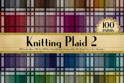 100 Seamless Knitting Plaid Tartan Digital Papers