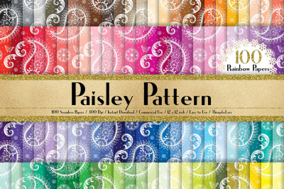 100 Seamless White Lace Paisley Digital Papers