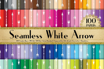 100 Seamless Boho White Arrow Pattern Digital Papers