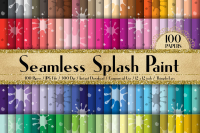 100 Seamless Splash Paint Pattern Digital Papers