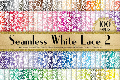 100 Seamless White Lace Tiny Flower Digital Papers