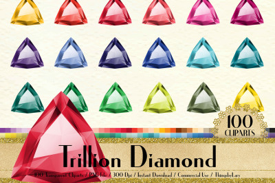 100 Realistic Trillion Diamond Clip Arts&2C; Wedding Diamond