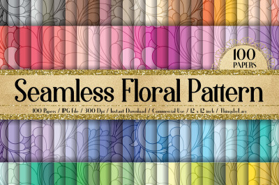 100 Seamless Geometric Floral Digital Papers