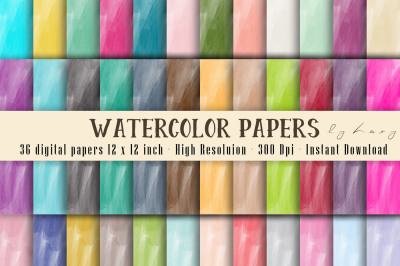 36 Watercolor Brush Wash Texture Digital Papers