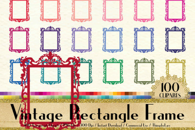 100 Vintage Rectangle Frame, Antique Royal Victorian Frame