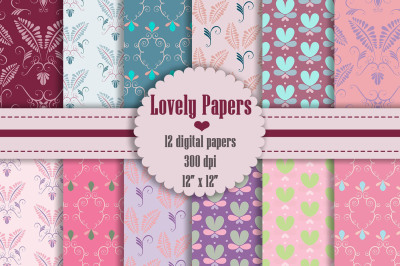 12 Vintage Spring Lovely Flower Digital Papers