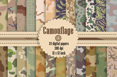 24 Seamless Army Camouflage Digital Papers