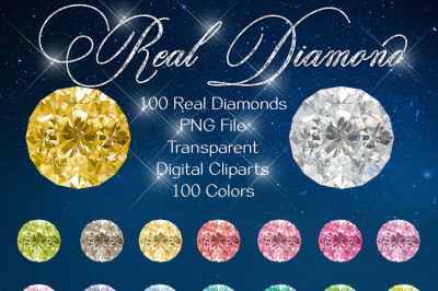 100 Real Round Diamond Clip Arts&2C; Wedding Diamond