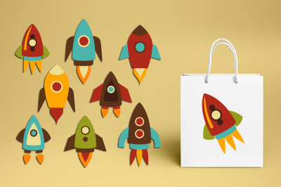 Retro Rockets Clipart Graphics and Illustrations