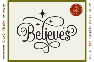BELIEVES in the Magic - Christmas design in SVG DXF EPS PNG