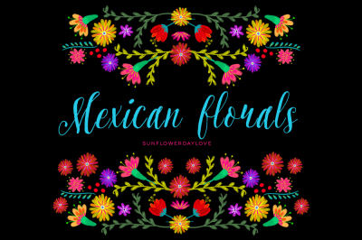 Mexican Watercolor Floral clipart&2C; flowers fiesta clip art&2C; cinco de m