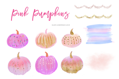 pink pumpkin clipart, Pink and Gold Pumpkins 