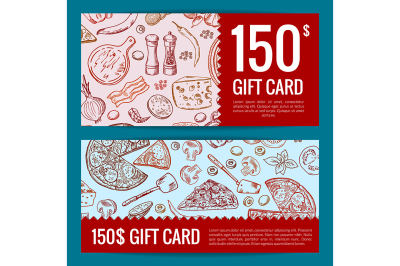 Vector pizza restaurant or shop giftcard or discount templates