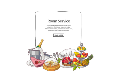 Vector hand drawn restaurant or room service elements gathered 