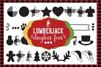 Lumberjack dingbat font, Combinable Christmas elements