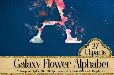 27 Galaxy Flower Alphabet, Hibiscus Alphabet