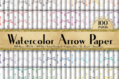 100 Seamless Watercolor Arrow Pattern Digital Papers