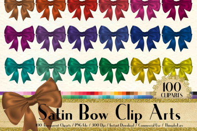 100 Realistic Satin Bow Clip Arts, Princess Bow, Love Bow