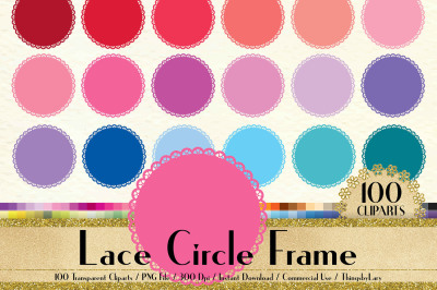 100 Lace Circle Frames, Planner Clip arts, Wedding Frames