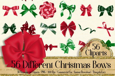 56 Christmas Bows and Ribbons Clip Arts PNG Transparent