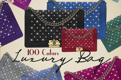 100 Luxury Bag with Pearl Clip Arts, Valentine Love Wedding
