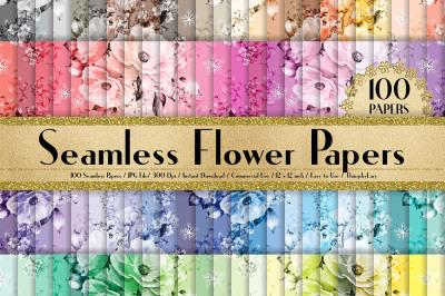 100 Seamless Wedding Valentine Rose Flower Digital Papers