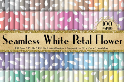 100 Seamless White Petal Flower Digital Paper Pastel Wedding