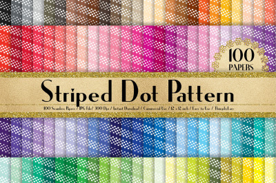 100 Seamless Diagonal Dot Striped Digital Papers